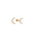 14k Diamond Crescent Moon Flatback Studs