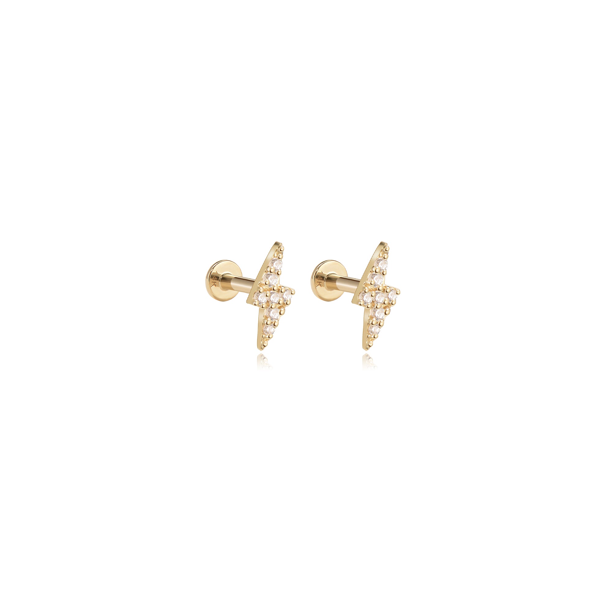 14k Diamond Lightning Bolt Flatback Studs