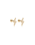 14k Diamond Lightning Bolt Flatback Studs