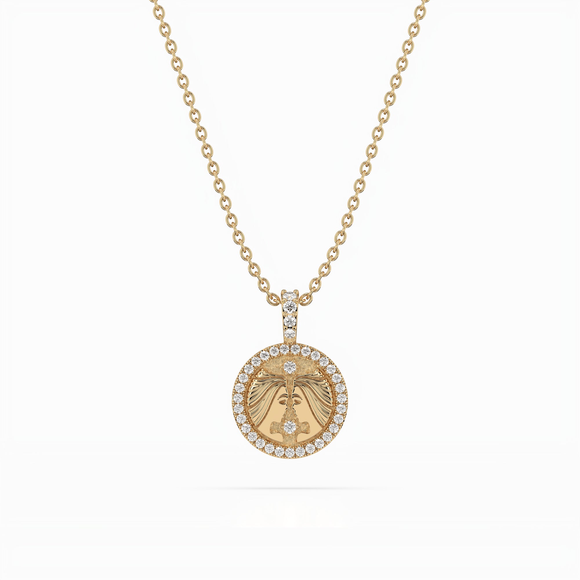 14k Diamond Halo Zodiac Necklace