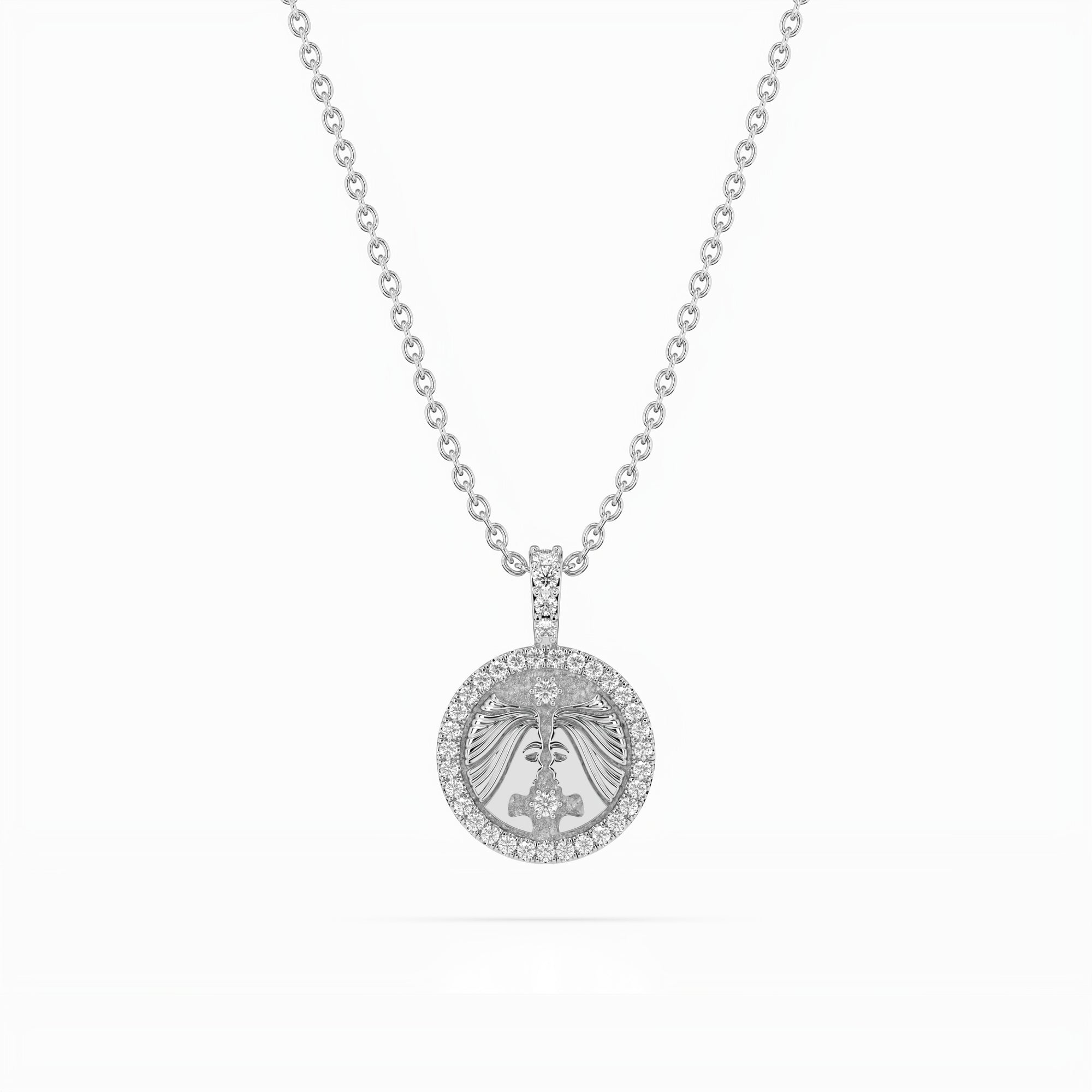 14k Diamond Halo Zodiac Necklace