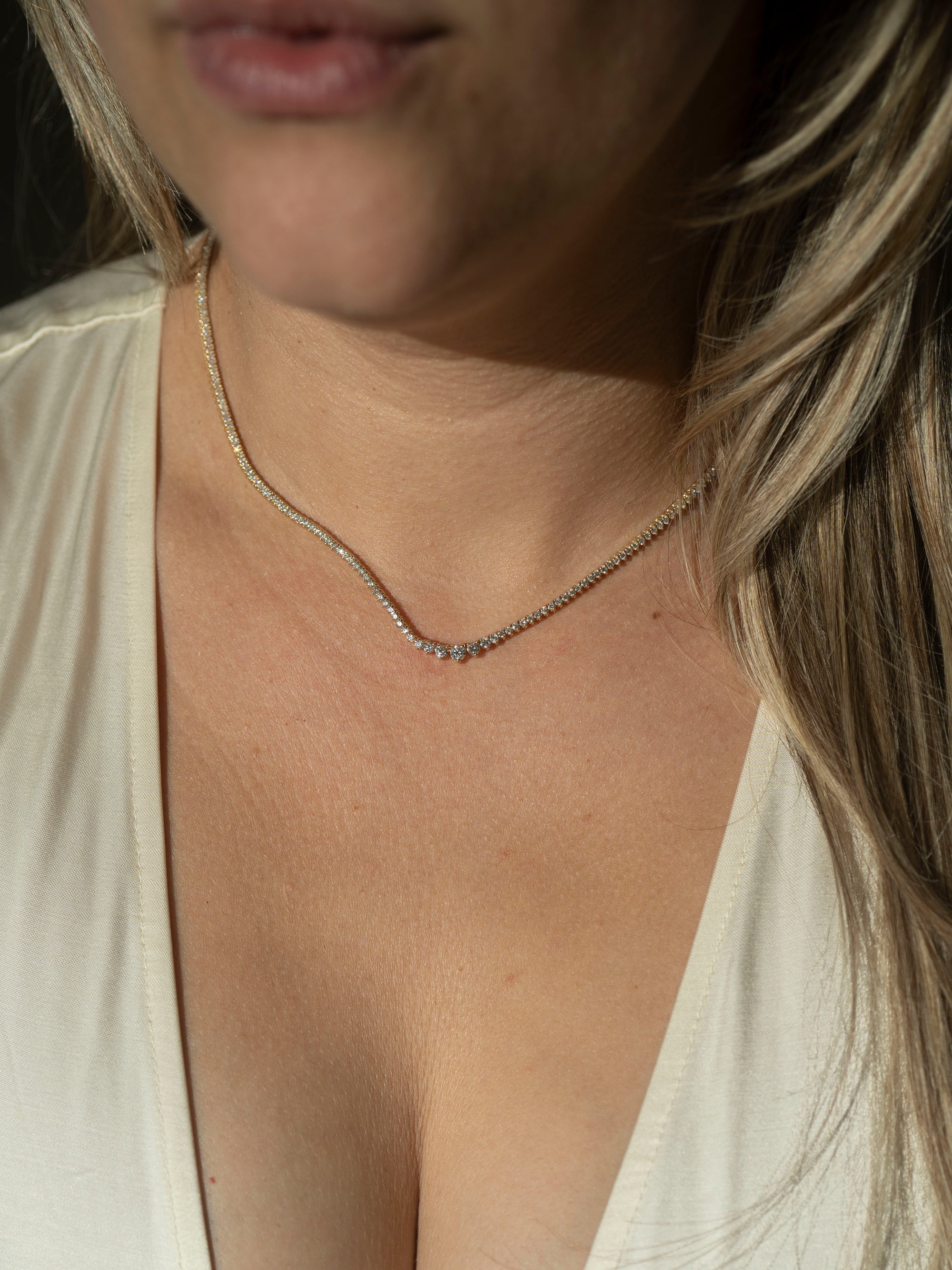 14k Graduated Tennis Necklace | 3.28 CTW