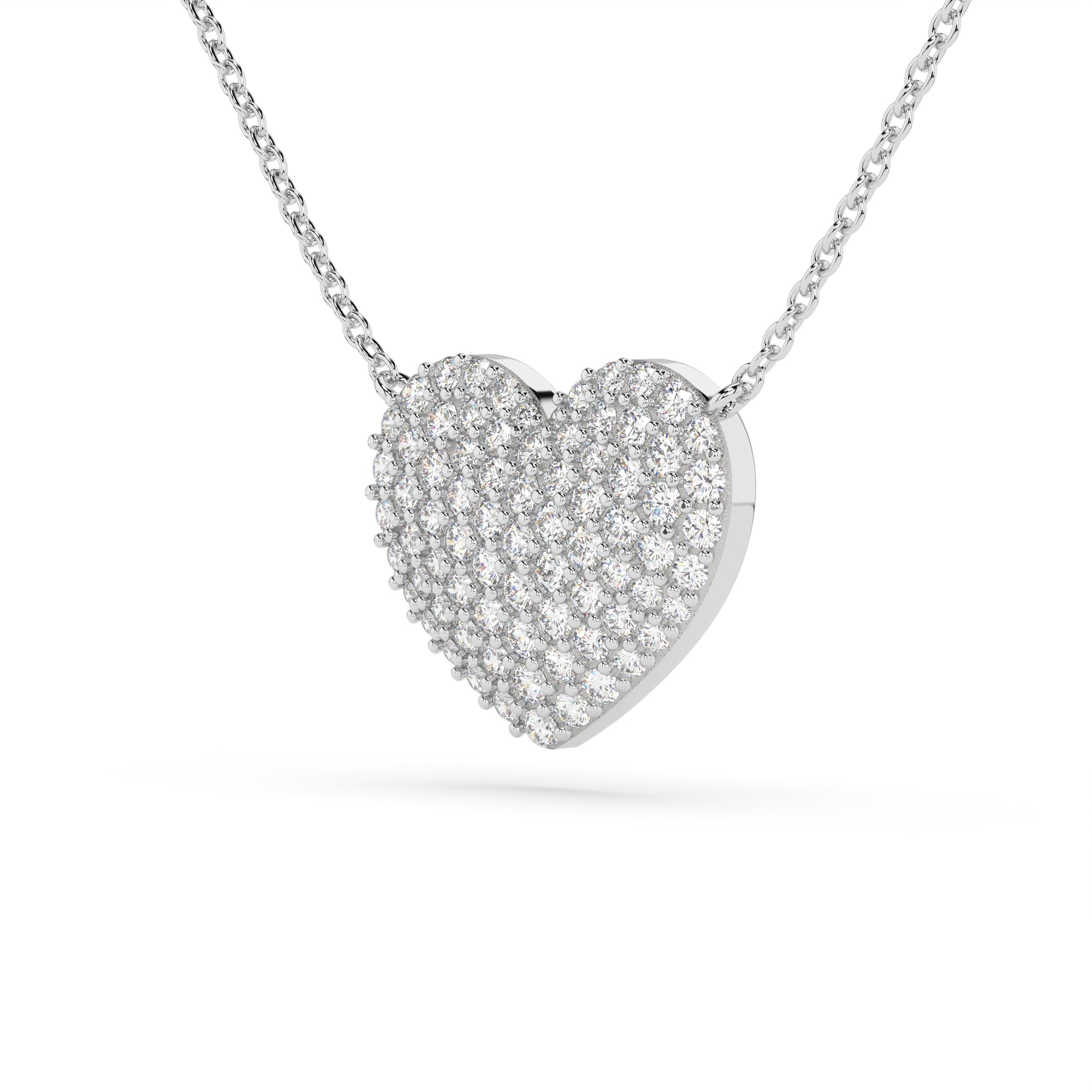 14k Large Diamond Puffy Heart Necklace | .60 carats