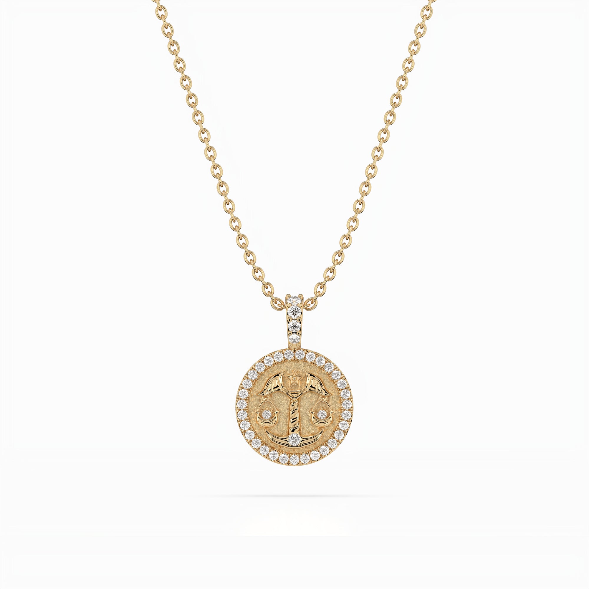 14k Diamond Halo Zodiac Necklace