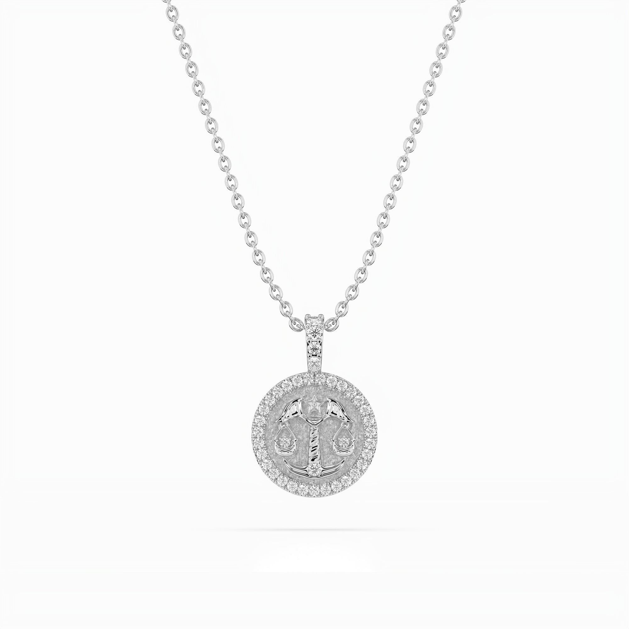 14k Diamond Halo Zodiac Necklace