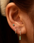 14k Triple Emerald Hoop Charm