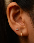 14k Diamond Triangle Flatback Studs