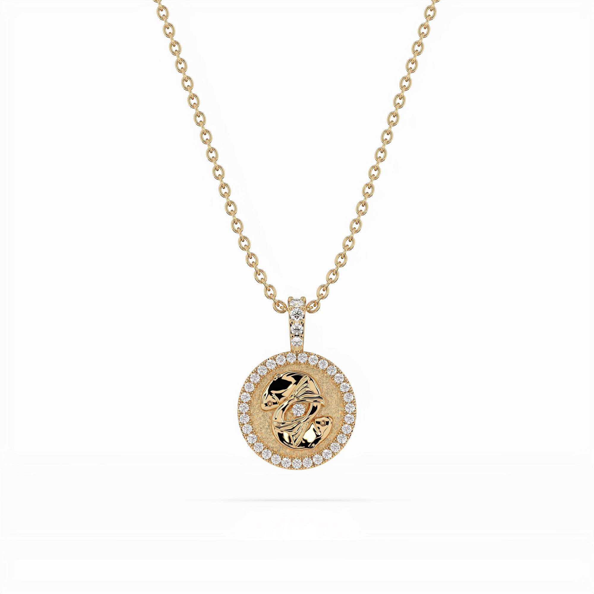 14k Diamond Halo Zodiac Necklace