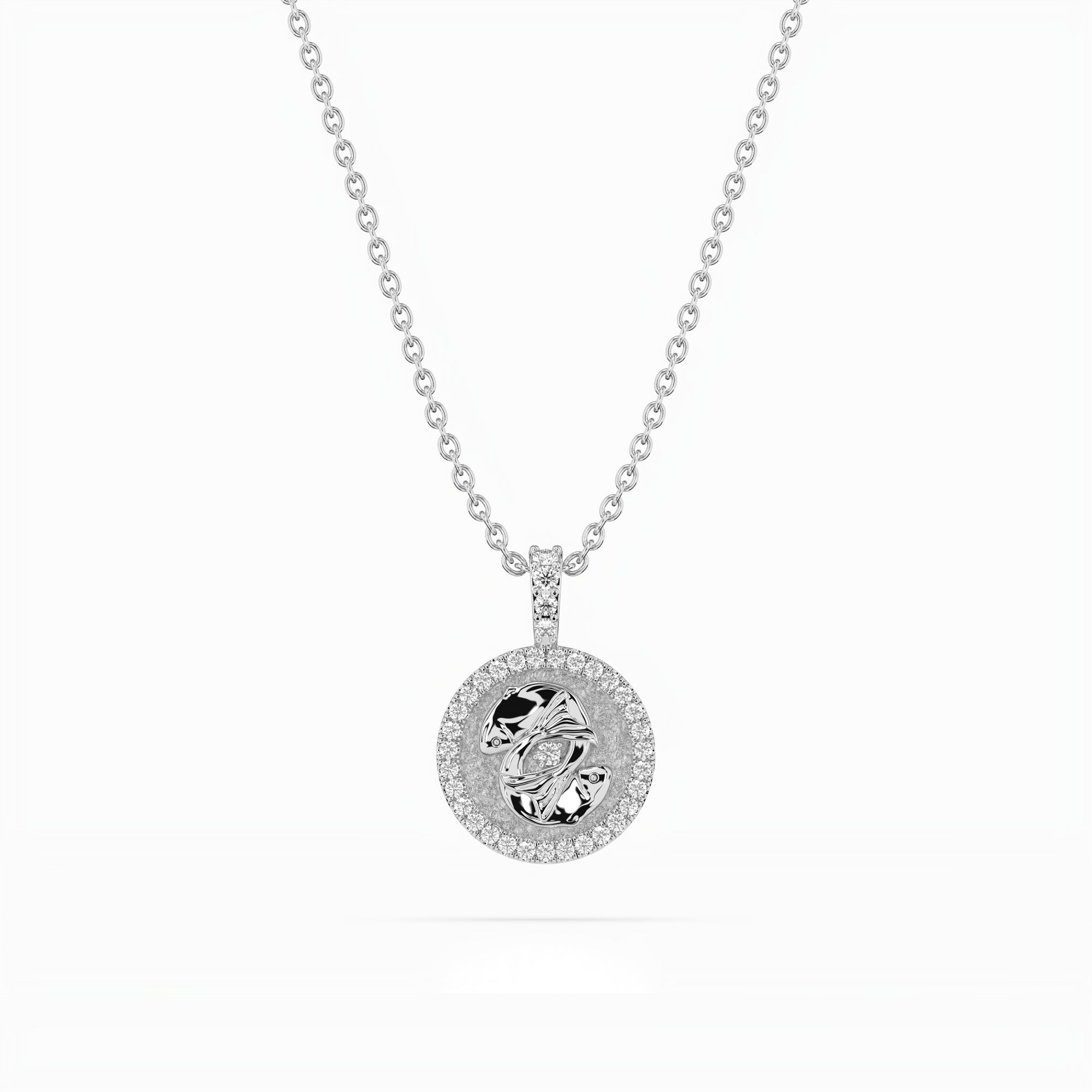 14k Diamond Halo Zodiac Necklace