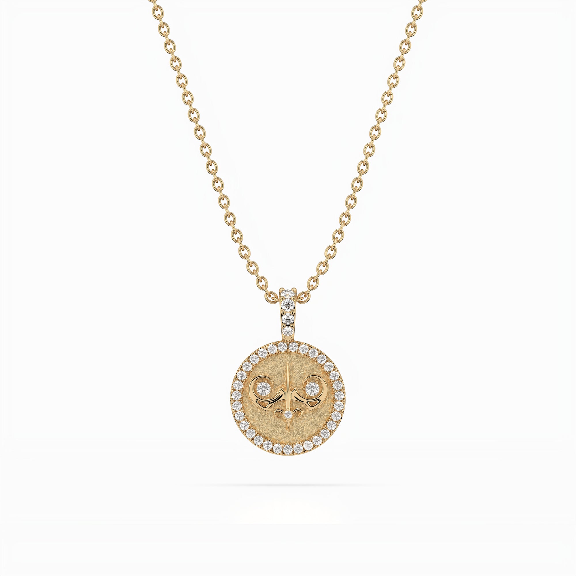 14k Diamond Halo Zodiac Necklace