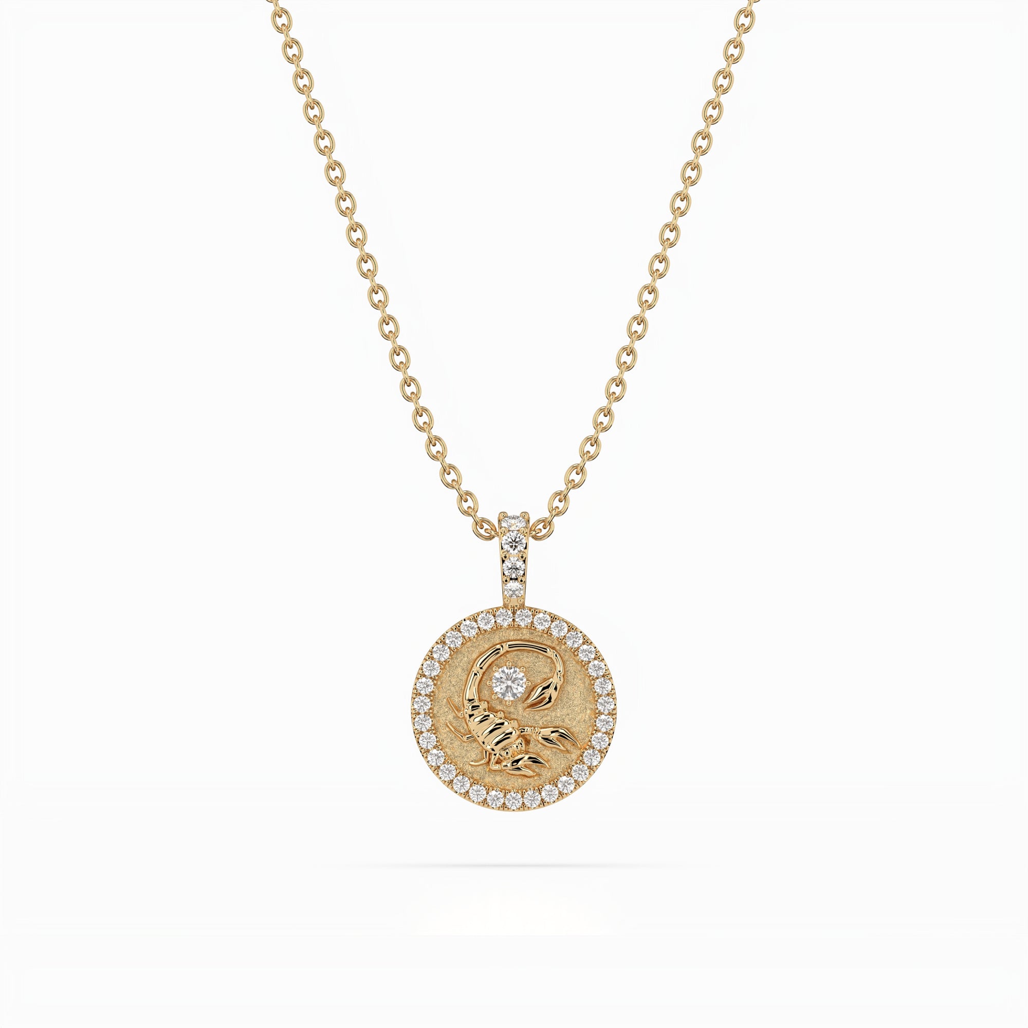 14k Diamond Halo Zodiac Necklace