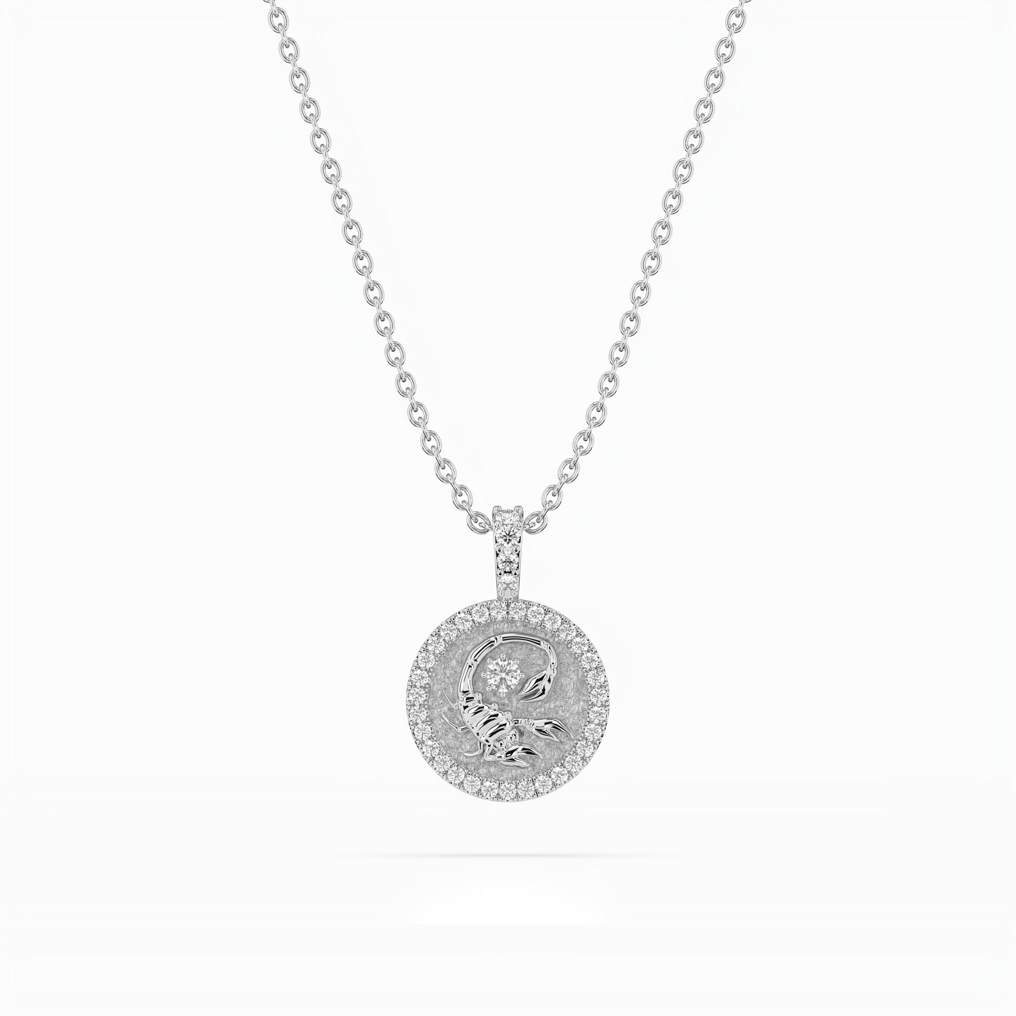 14k Diamond Halo Zodiac Necklace