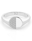 14k Diamond Half Moon Signet Ring