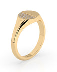 14k Diamond Half Moon Signet Ring