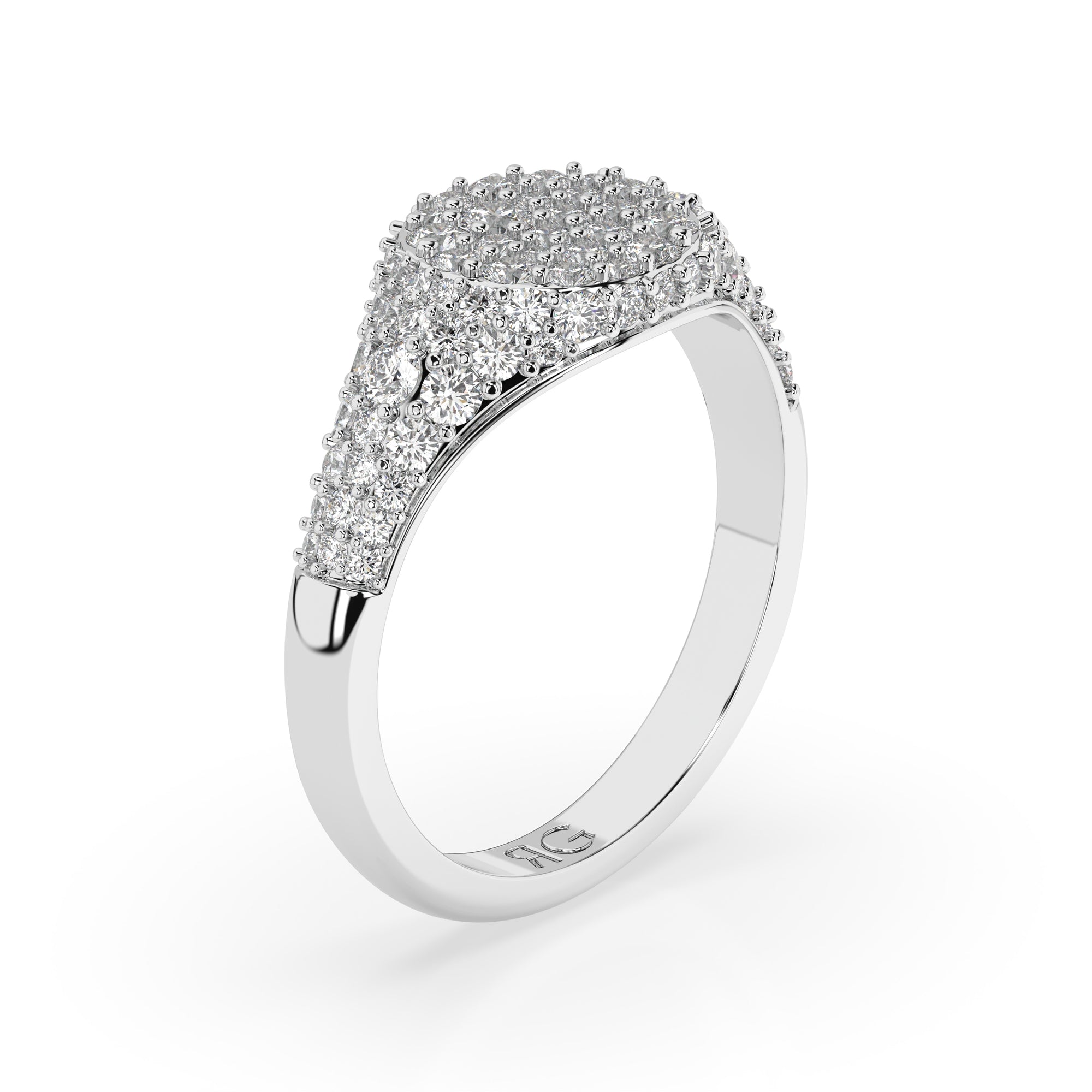 14k Diamond Pave Signet Ring