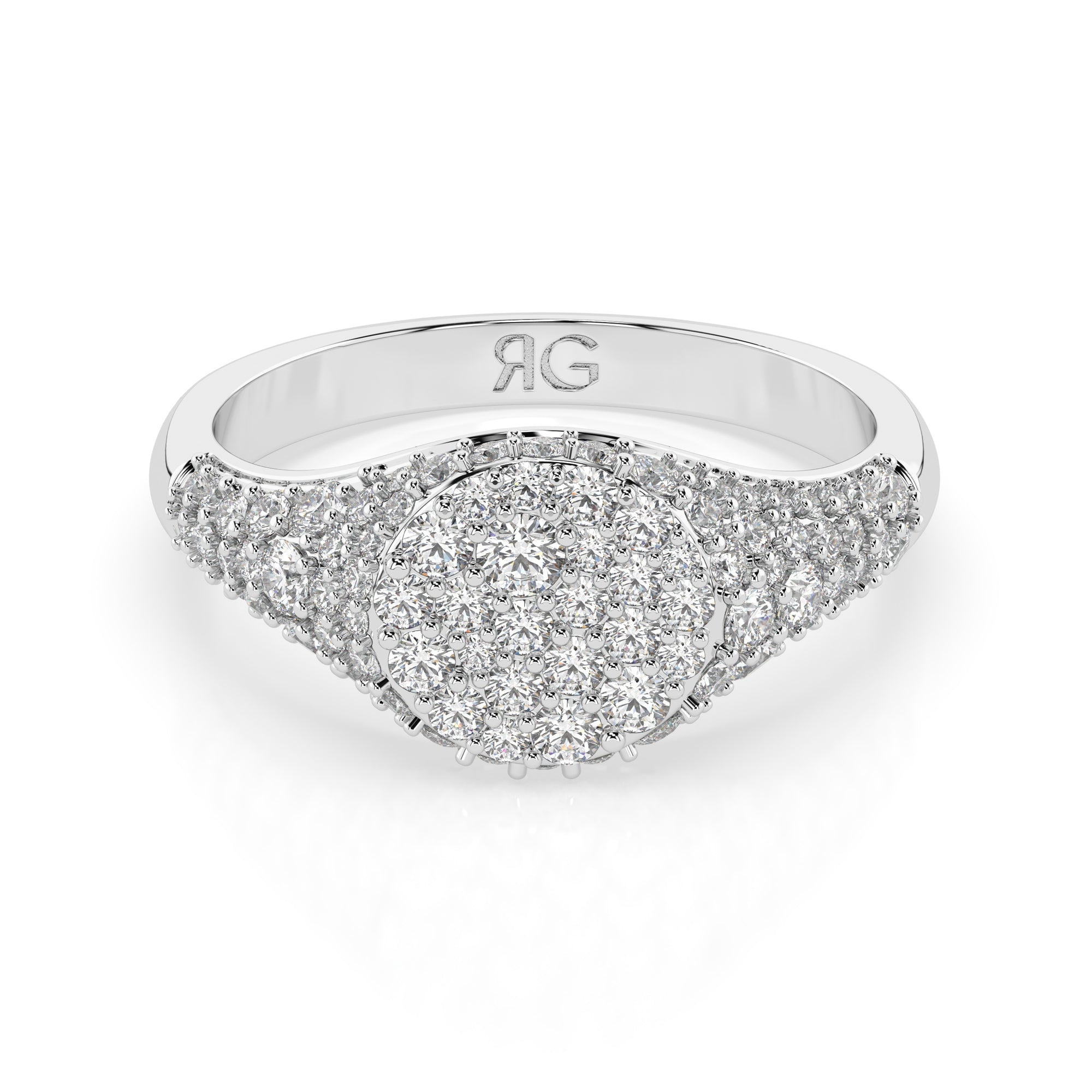 14k Diamond Pave Signet Ring