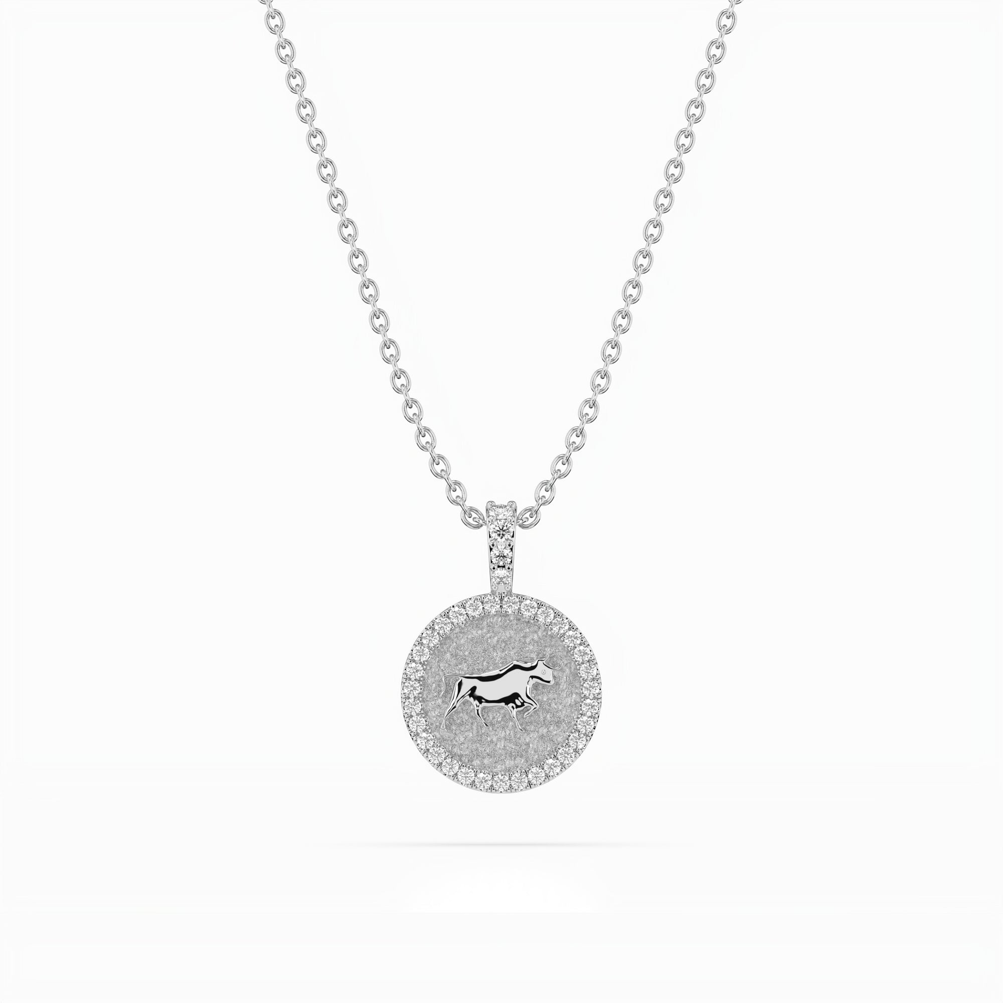 14k Diamond Halo Zodiac Necklace