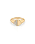 14k Diamond Half Moon Signet Ring