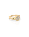 14k Diamond Full Moon Signet Ring