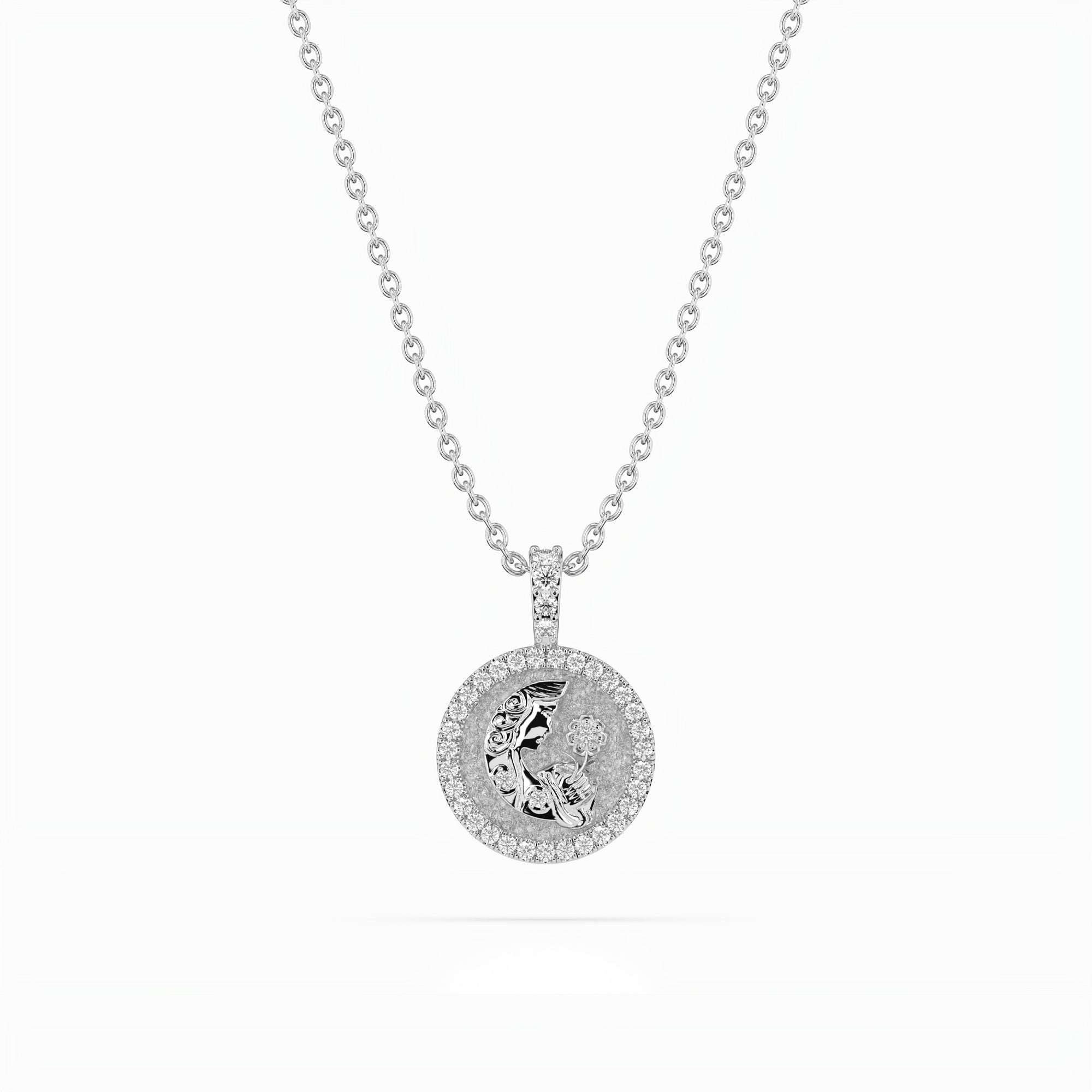 14k Diamond Halo Zodiac Necklace