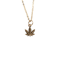 14k Gold Cannabis Necklace