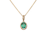 14k Oval Emerald Necklace