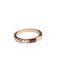 14k Ruby and Diamond Baguette Ring