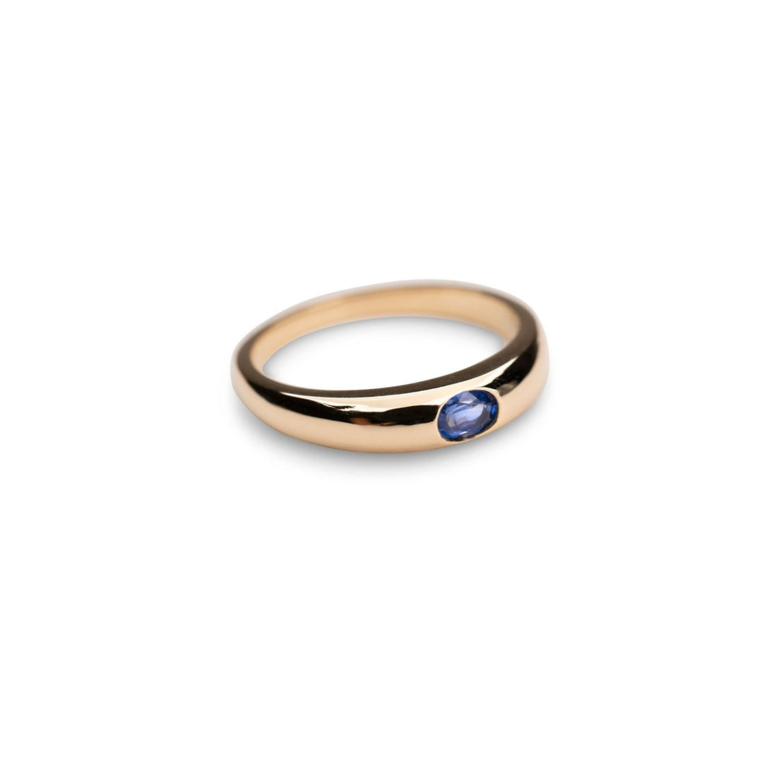 14k Thin Blue Sapphire Dome Ring