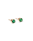 14k Medium Emerald Bezel Studs