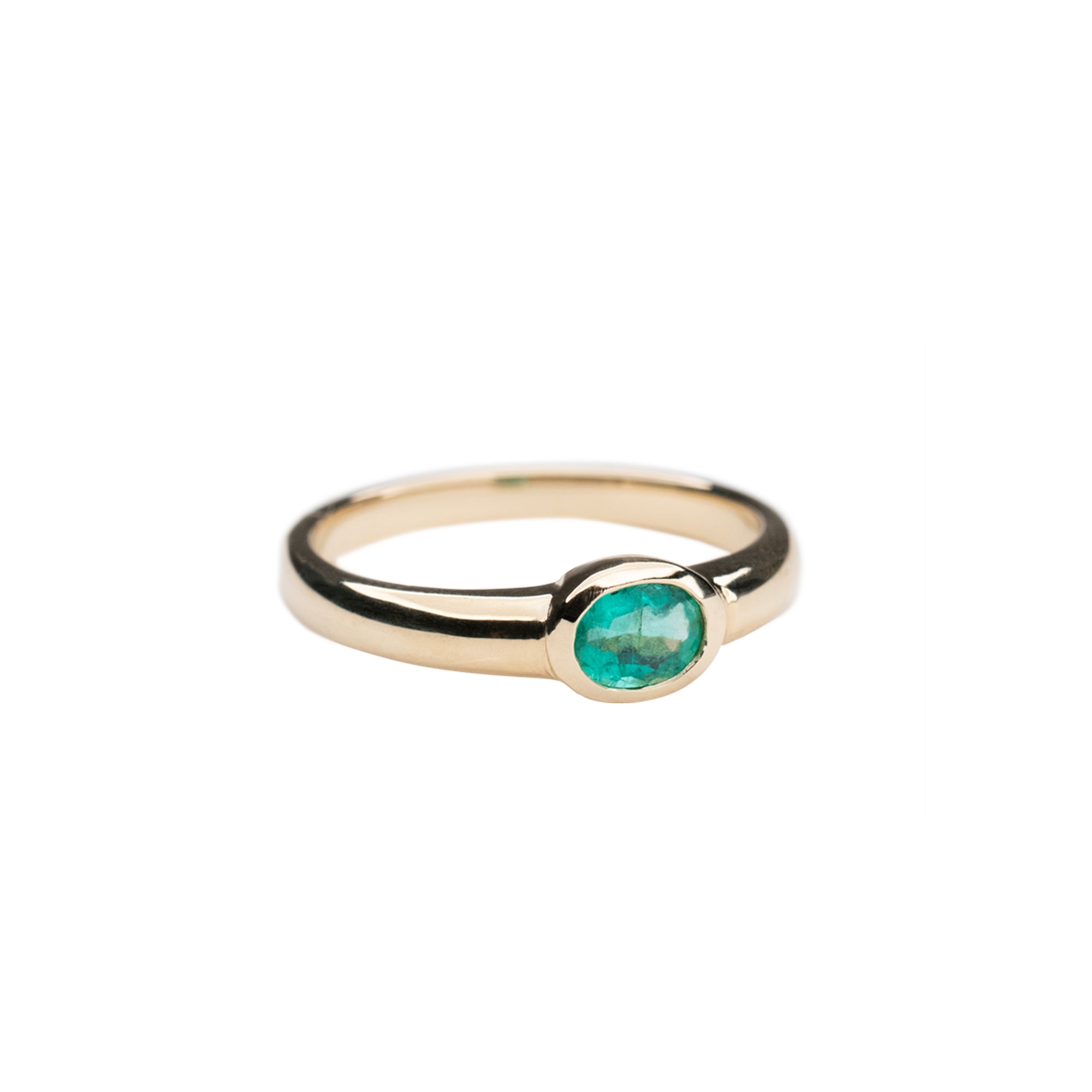 14k Emerald Bezel Ring