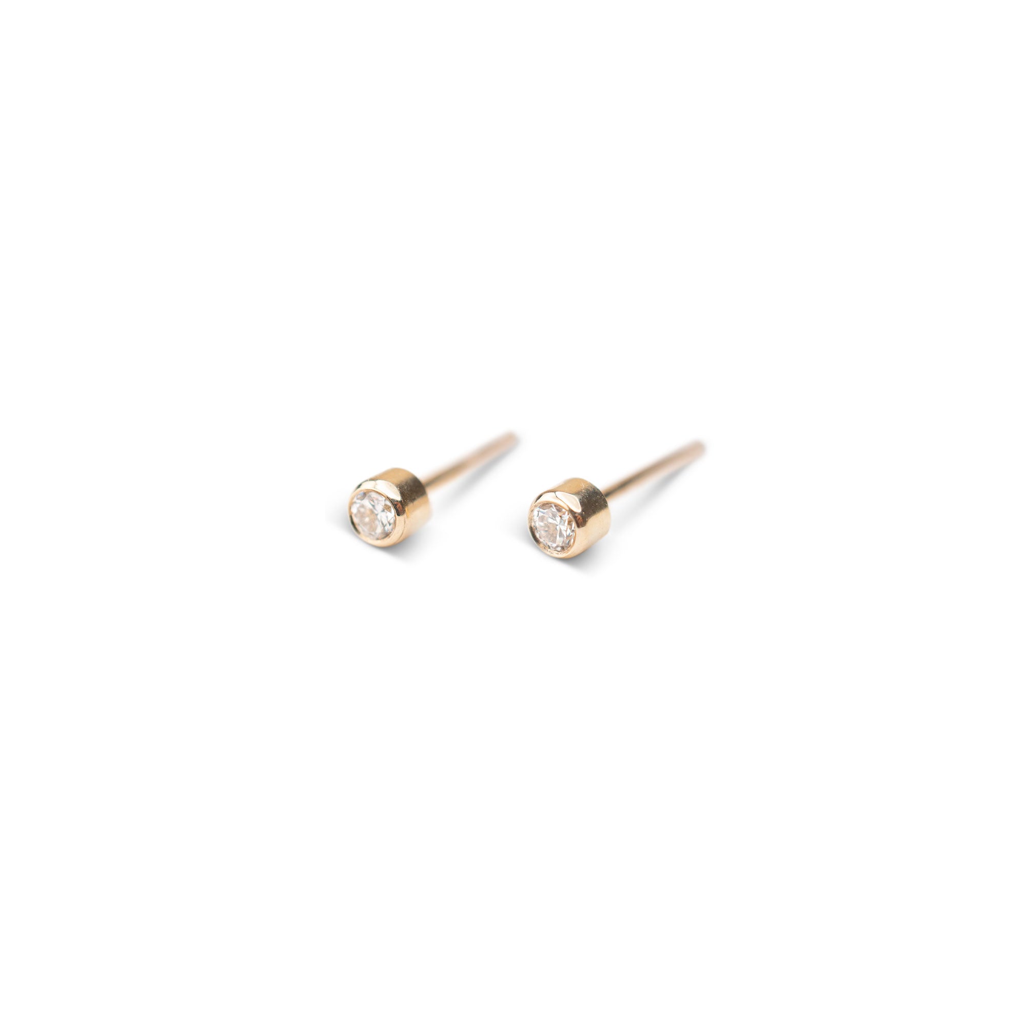 14k Little Diamond Bezel Studs