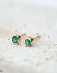 14k Medium Emerald Bezel Studs