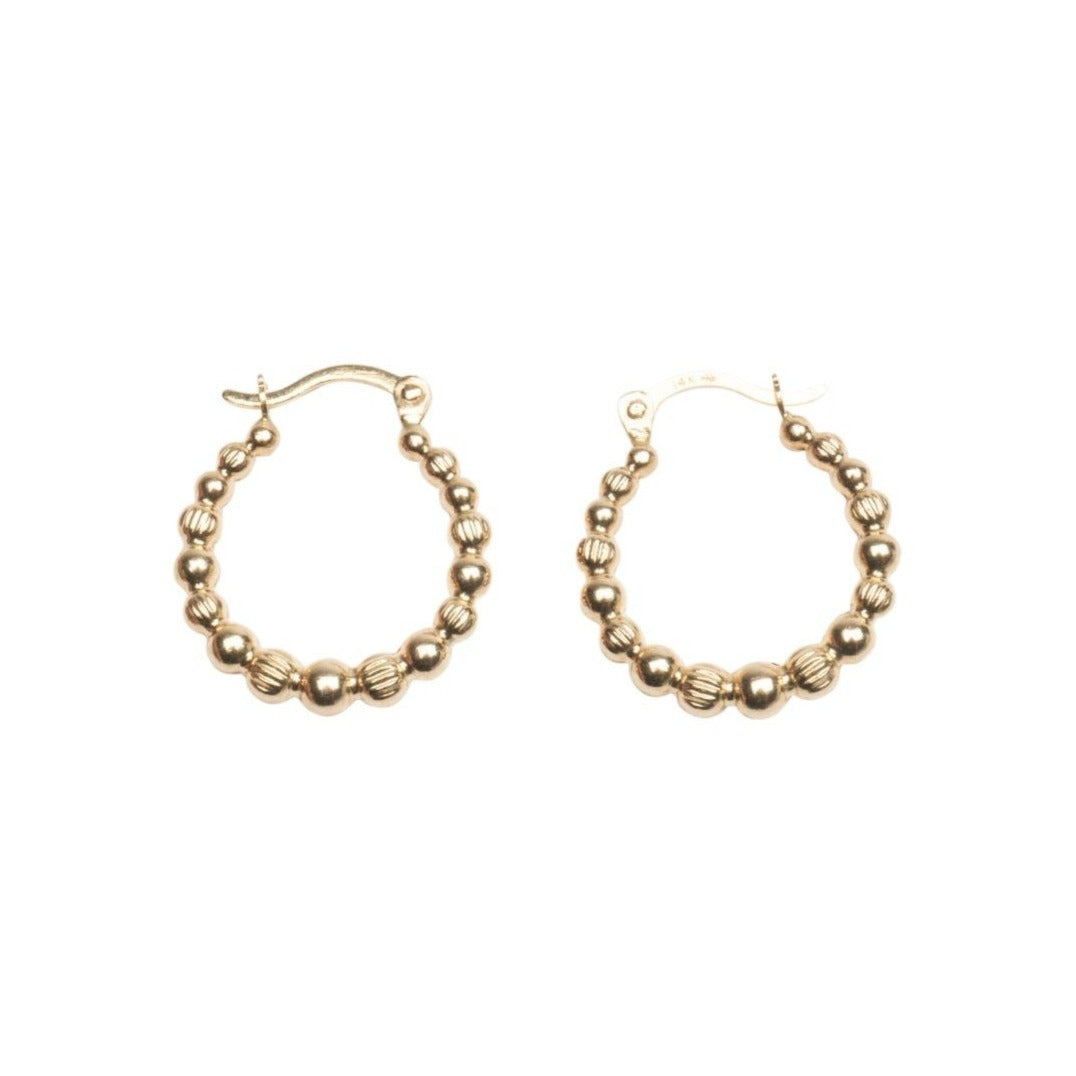 14k Gold Dotted Hoops