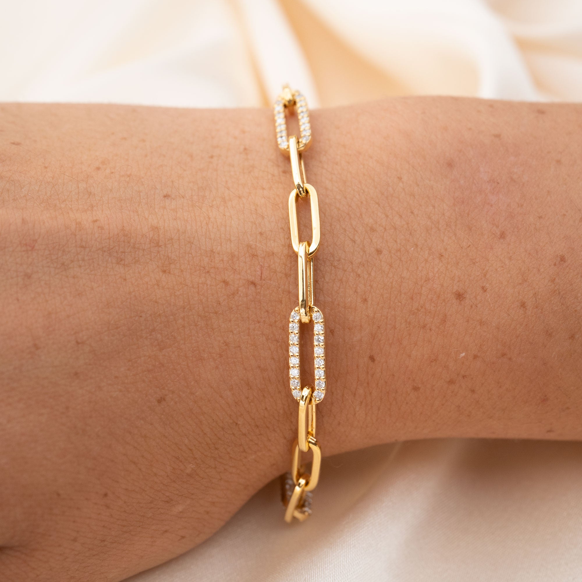 Diamond Link Paperclip Bracelet - Bracelets