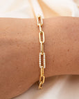 Diamond Link Paperclip Bracelet - Bracelets