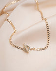 14k Diamond Toggle Curb Link Necklace .10 CTW