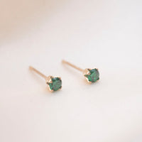 Gold Crystal Studs | Emerald