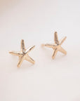 Gold Starfish Stud Earrings