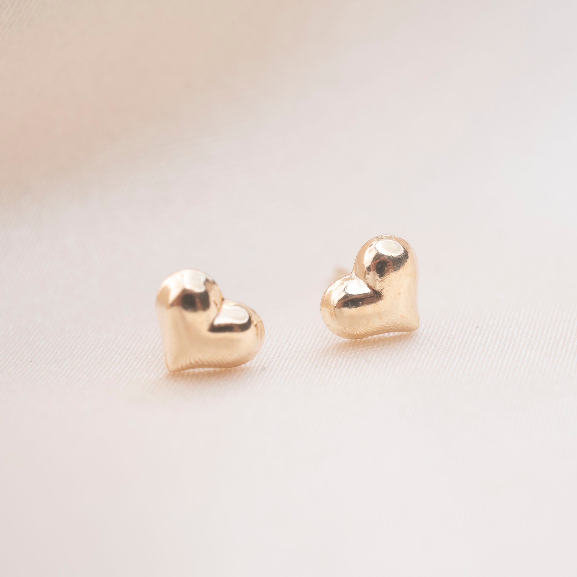 Gold Puffy Heart Studs