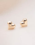 Gold Puffy Heart Studs