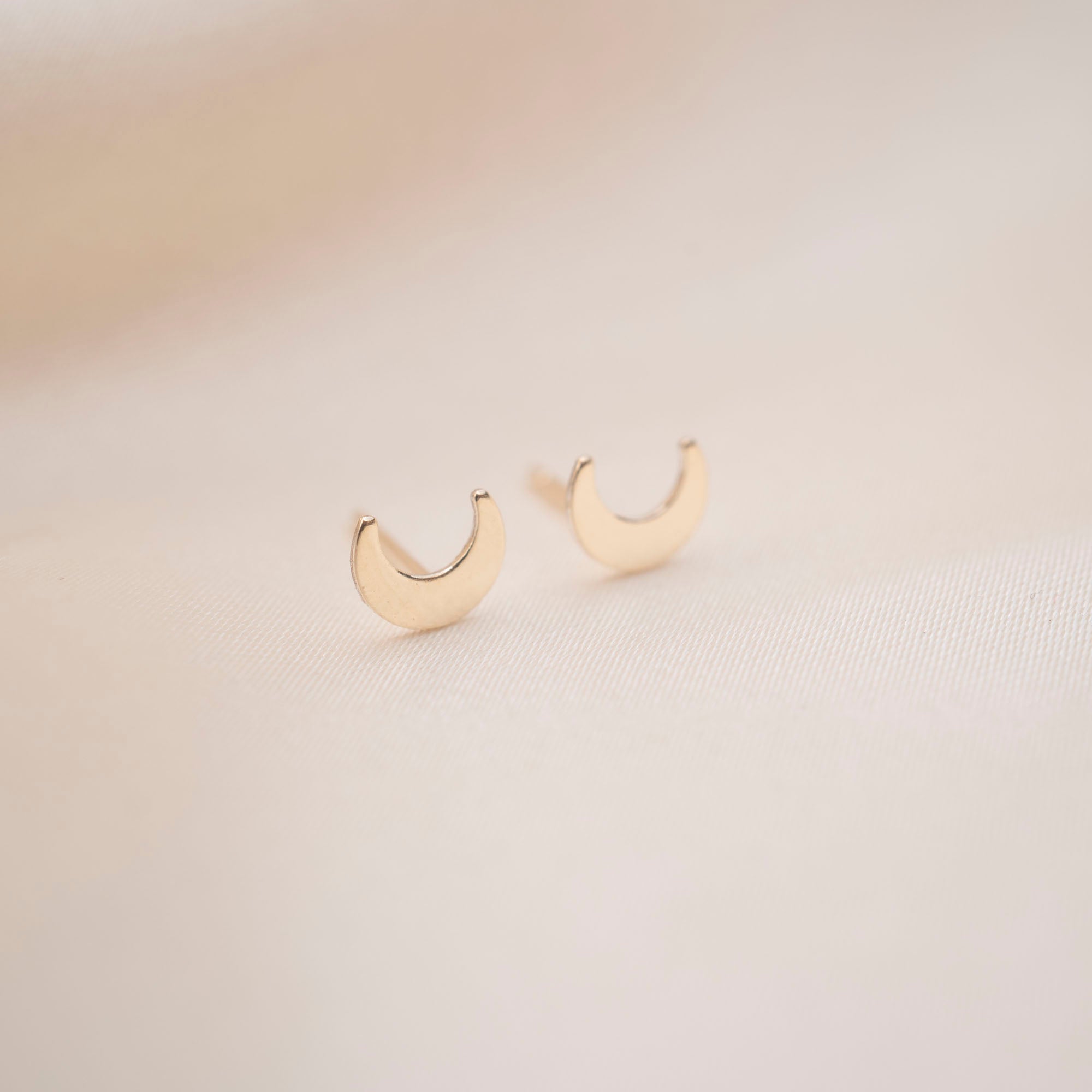 Gold Crescent Moon Studs