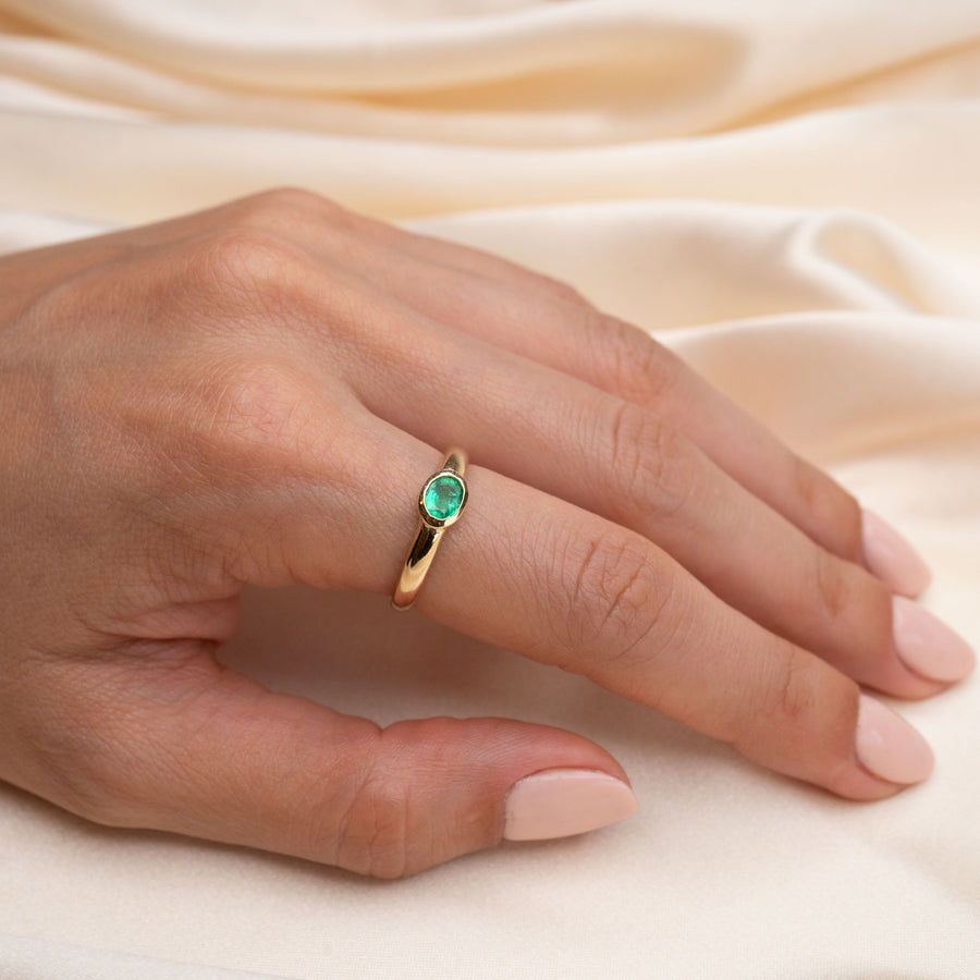 14k Emerald Bezel Ring