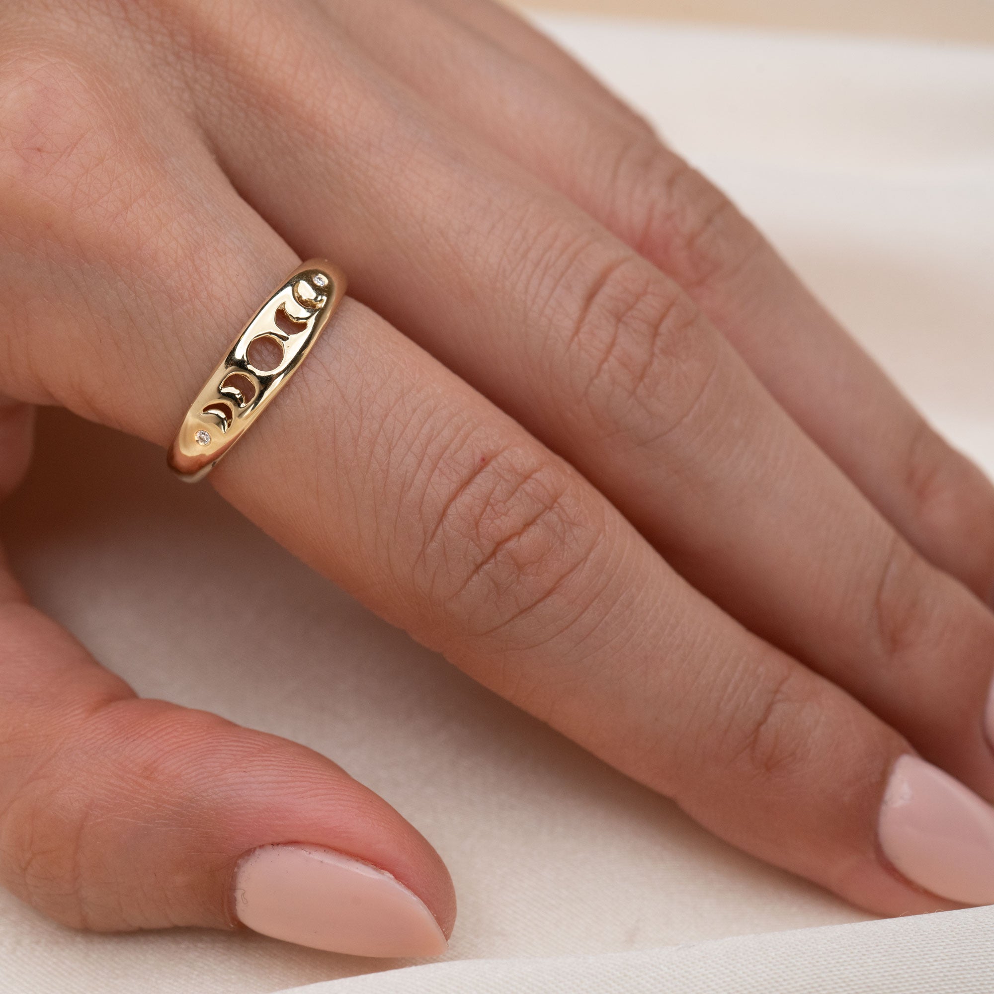 14k Gold Moon Phases Ring