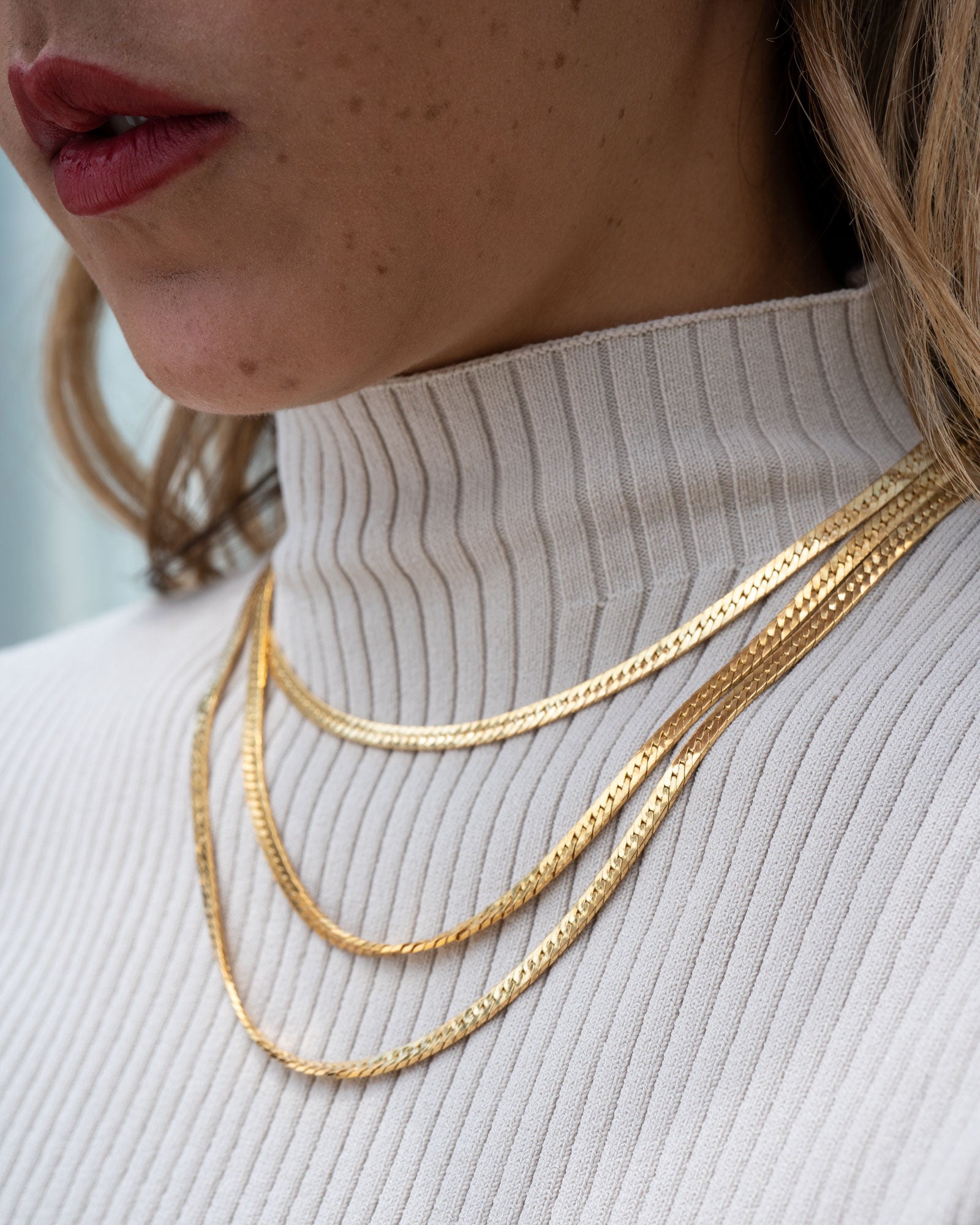 Gold Herringbone Necklace | 5mm