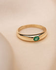 14k Gold Thin Emerald Dome Ring