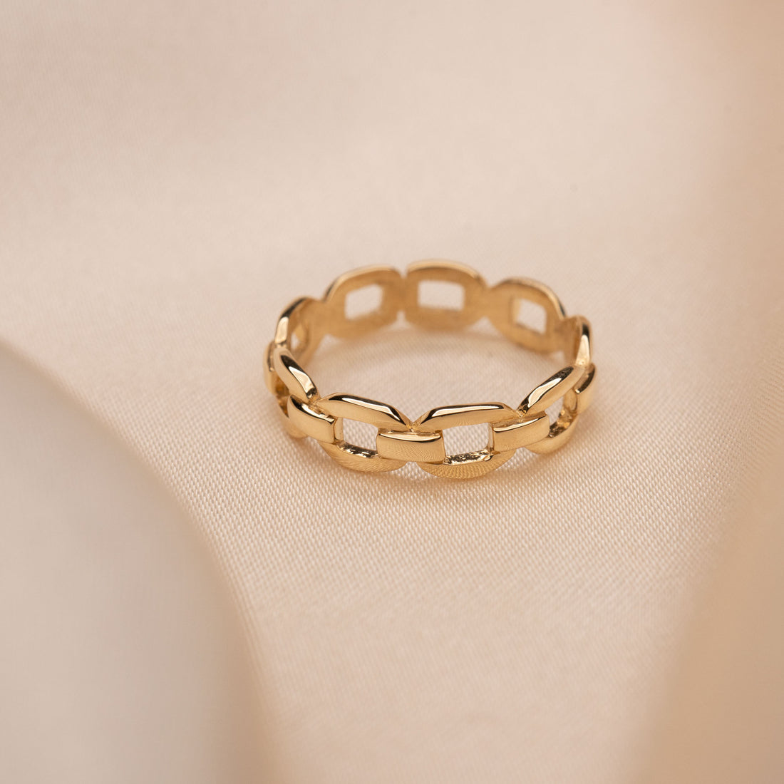 14k Gold Chain and Link Ring