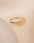 14k Vintage Diamond Heart Signet Ring