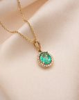 14k Oval Emerald Necklace