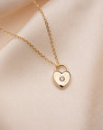 14k Diamond Padlock Heart Necklace