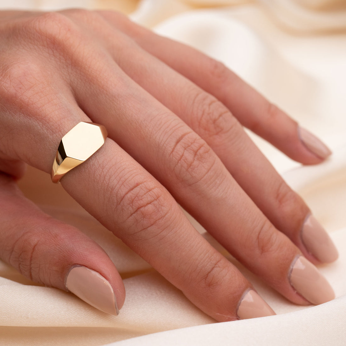 14k Gold Geometric Signet Ring